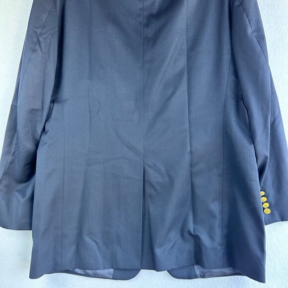 Brooks Brothers 346 Mens 43L Navy Blue Blazer Gold 3-Button Wool Sports Academia - Picture 13 of 13